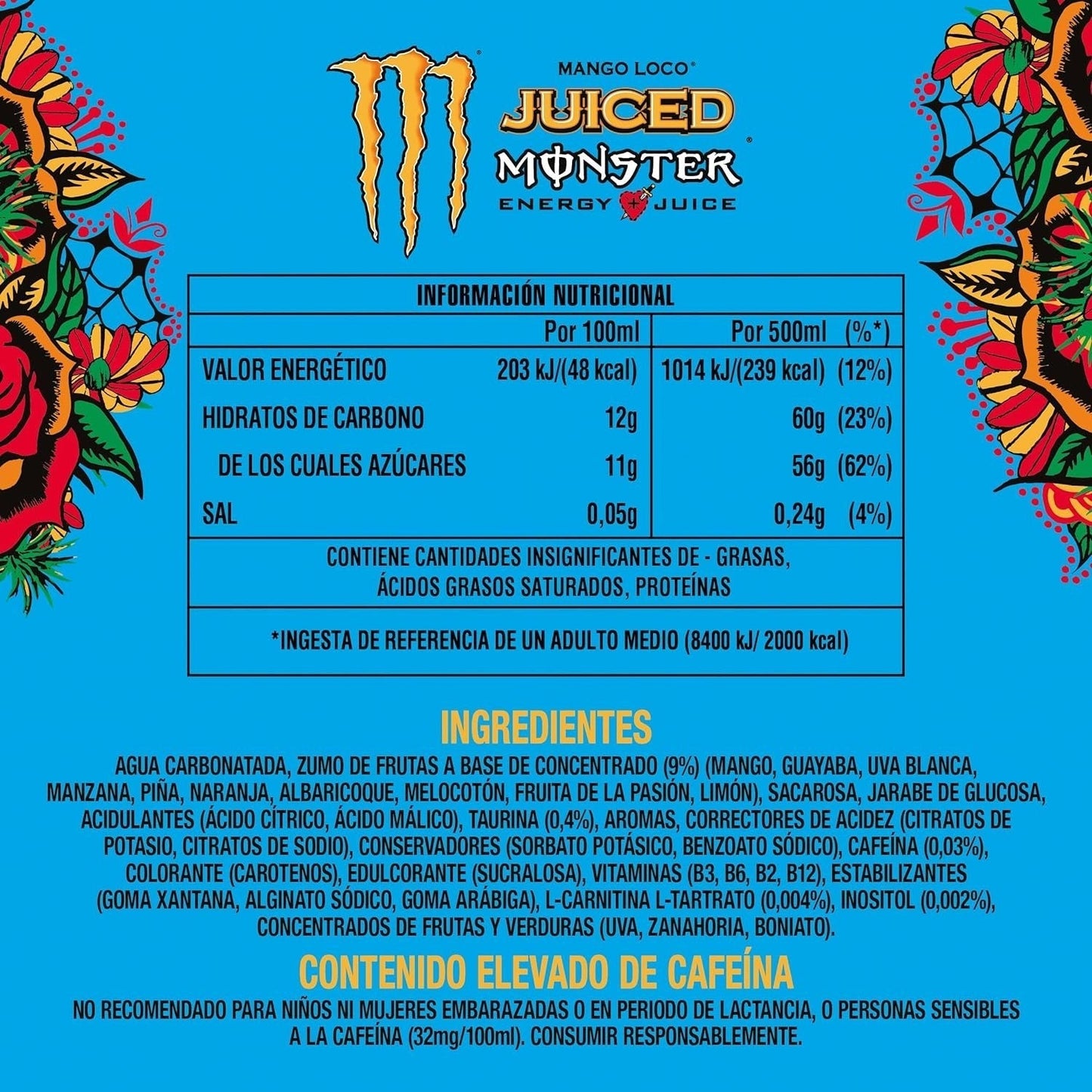 Monster bebida energética mango loco | Pack 4 latas 500ml